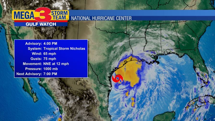 Current Conditions for Nicholas from the National Hurricane Center